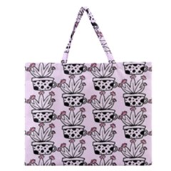 Lovely Cactus With Flower Zipper Large Tote Bag by ConteMonfrey