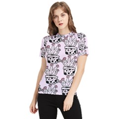 Lovely Cactus With Flower Women s Short Sleeve Rash Guard by ConteMonfrey