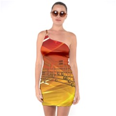 Music Notes Melody Note Sound One Soulder Bodycon Dress by Wegoenart