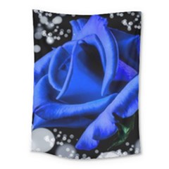 Blue Rose Bloom Blossom Medium Tapestry
