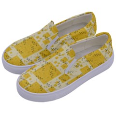 Party Confetti Yellow Squares Kids  Canvas Slip Ons by Wegoenart