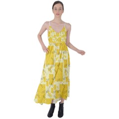 Party Confetti Yellow Squares Tie Back Maxi Dress