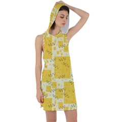 Party Confetti Yellow Squares Racer Back Hoodie Dress by Wegoenart