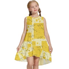 Party Confetti Yellow Squares Kids  Frill Swing Dress by Wegoenart