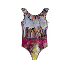 New York Skyline Manhattan City Kids  Frill Swimsuit by Wegoenart