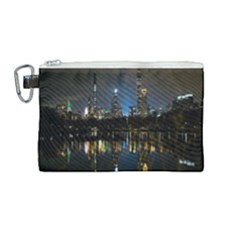 New York Night Central Park Skyscrapers Skyline Canvas Cosmetic Bag (medium) by Wegoenart