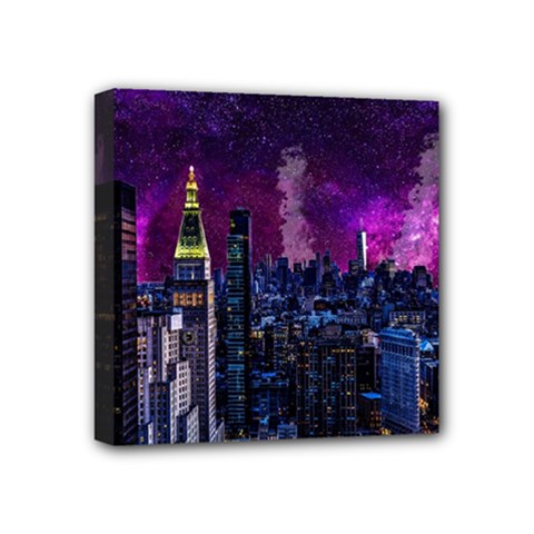 New York Manhattan Skyline Cityscape Downtown Mini Canvas 4  X 4  (stretched) by Wegoenart