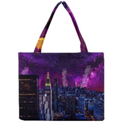 New York Manhattan Skyline Cityscape Downtown Mini Tote Bag by Wegoenart