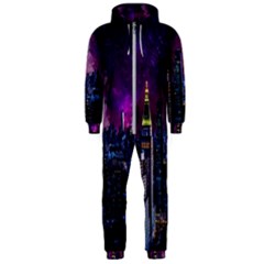 New York Manhattan Skyline Cityscape Downtown Hooded Jumpsuit (men) by Wegoenart