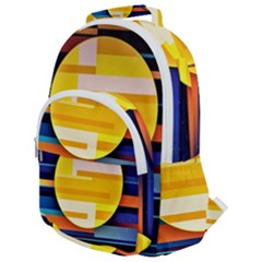 Background Abstract Horizon Rounded Multi Pocket Backpack