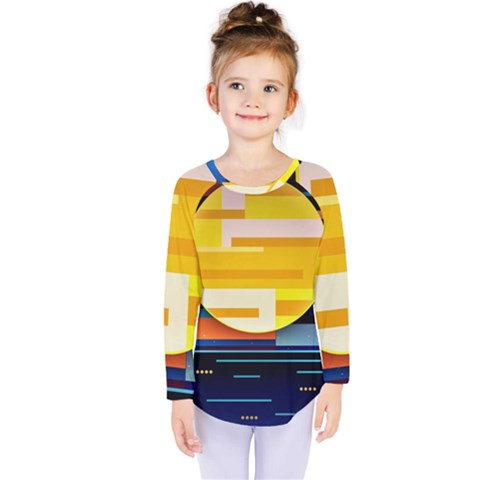 Background Abstract Horizon Kids  Long Sleeve Tee by Ravend