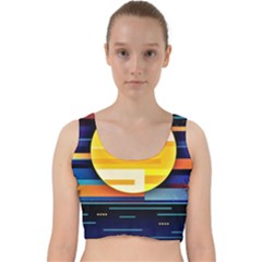 Background Abstract Horizon Velvet Racer Back Crop Top