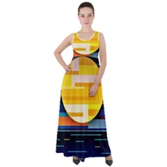 Background Abstract Horizon Empire Waist Velour Maxi Dress