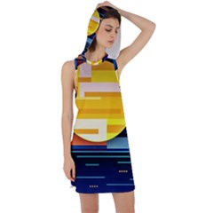 Background Abstract Horizon Racer Back Hoodie Dress