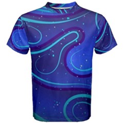 Wavy Abstract Blue Men s Cotton Tee