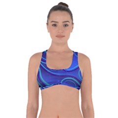 Wavy Abstract Blue Got No Strings Sports Bra