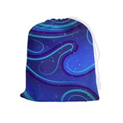 Wavy Abstract Blue Drawstring Pouch (xl)