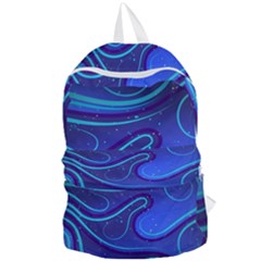 Wavy Abstract Blue Foldable Lightweight Backpack by Ravend