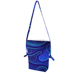 Wavy Abstract Blue Folding Shoulder Bag