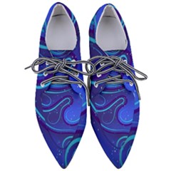 Wavy Abstract Blue Pointed Oxford Shoes