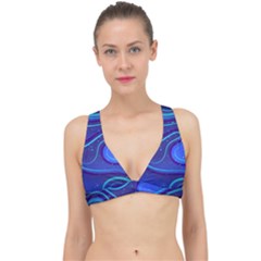 Wavy Abstract Blue Classic Banded Bikini Top