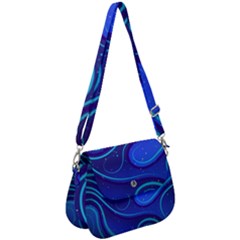 Wavy Abstract Blue Saddle Handbag