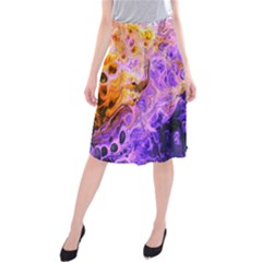 Conceptual Abstract Painting Acrylic Midi Beach Skirt