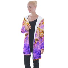 Conceptual Abstract Painting Acrylic Longline Hooded Cardigan