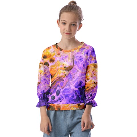 Conceptual Abstract Painting Acrylic Kids  Cuff Sleeve Top by Ravend