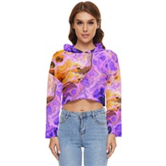 Conceptual Abstract Painting Acrylic Women s Lightweight Cropped Hoodie