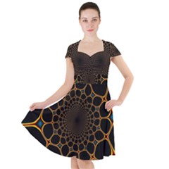 Fractal Abstract Web Art Digital Cap Sleeve Midi Dress by Ravend