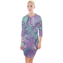 Illustration Fractal Pattern Modern Art Digital Quarter Sleeve Hood Bodycon Dress by Ravend