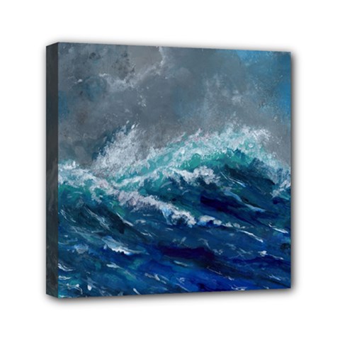 Waves Sea Sky Wave Mini Canvas 6  X 6  (stretched)