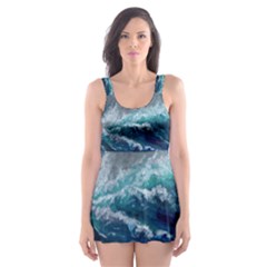 Waves Sea Sky Wave Skater Dress Swimsuit