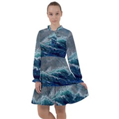 Waves Sea Sky Wave All Frills Chiffon Dress