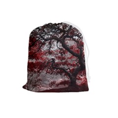 Tree Red Nature Abstract Mood Drawstring Pouch (large)