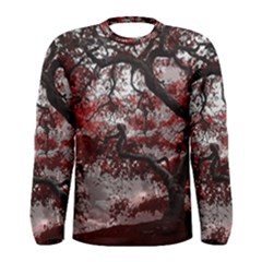 Tree Red Nature Abstract Mood Men s Long Sleeve Tee