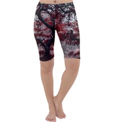 Tree Red Nature Abstract Mood Cropped Leggings 