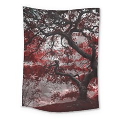 Tree Red Nature Abstract Mood Medium Tapestry