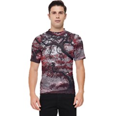 Tree Red Nature Abstract Mood Men s Short Sleeve Rash Guard by Ravend