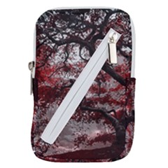 Tree Red Nature Abstract Mood Belt Pouch Bag (small) by Ravend