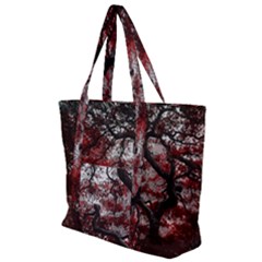 Tree Red Nature Abstract Mood Zip Up Canvas Bag by Ravend