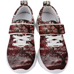 Tree Red Nature Abstract Mood Kids  Velcro Strap Shoes by Ravend