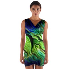 Fractal Art Pattern Abstract Wrap Front Bodycon Dress