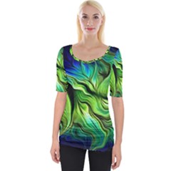 Fractal Art Pattern Abstract Wide Neckline Tee