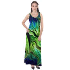 Fractal Art Pattern Abstract Sleeveless Velour Maxi Dress