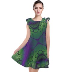 Abstract Fractal Art Pattern Tie Up Tunic Dress