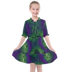 Abstract Fractal Art Pattern Kids  All Frills Chiffon Dress by Ravend