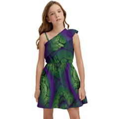 Abstract Fractal Art Pattern Kids  One Shoulder Party Dress