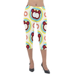 Hide And Seek Cute Cartoon Character Lightweight Velour Capri Leggings  by Wegoenart